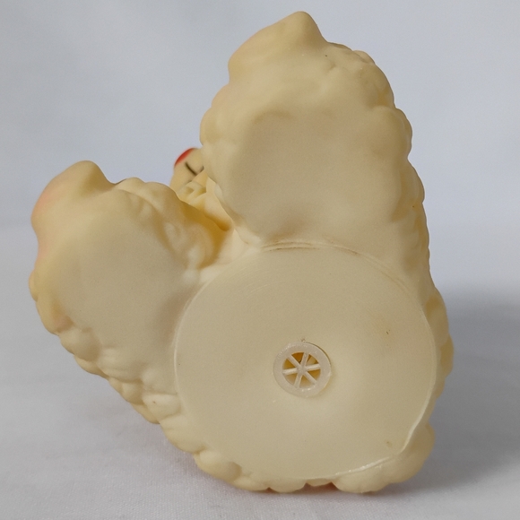 Vintage Squeaky Toy Lamb Holding Yellow Flowers Baby Sheep Rubber Squeaking Toy - Picture 4 of 9